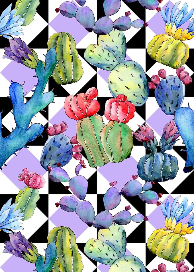 Cactus Abstract Watercolor