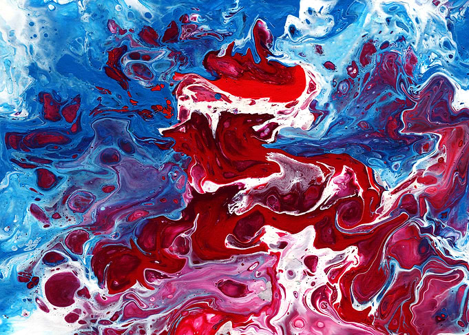 Red and blue wave fluidart
