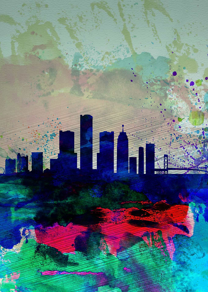 Detroit Watercolor Skylin
