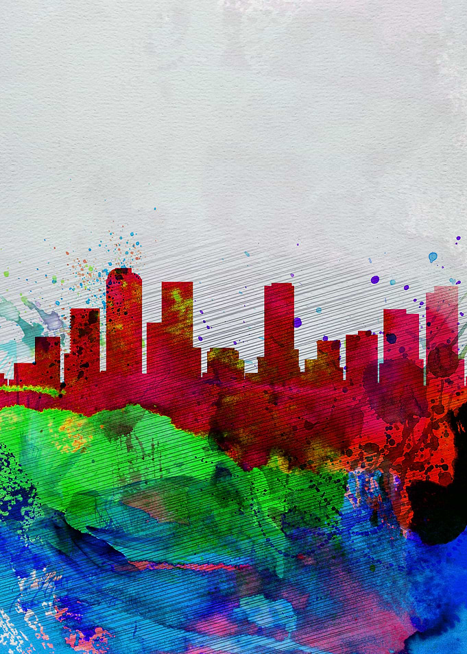 Denver Watercolor Skyline
