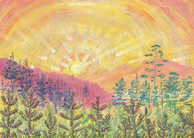 Sunset In Mountain Valley