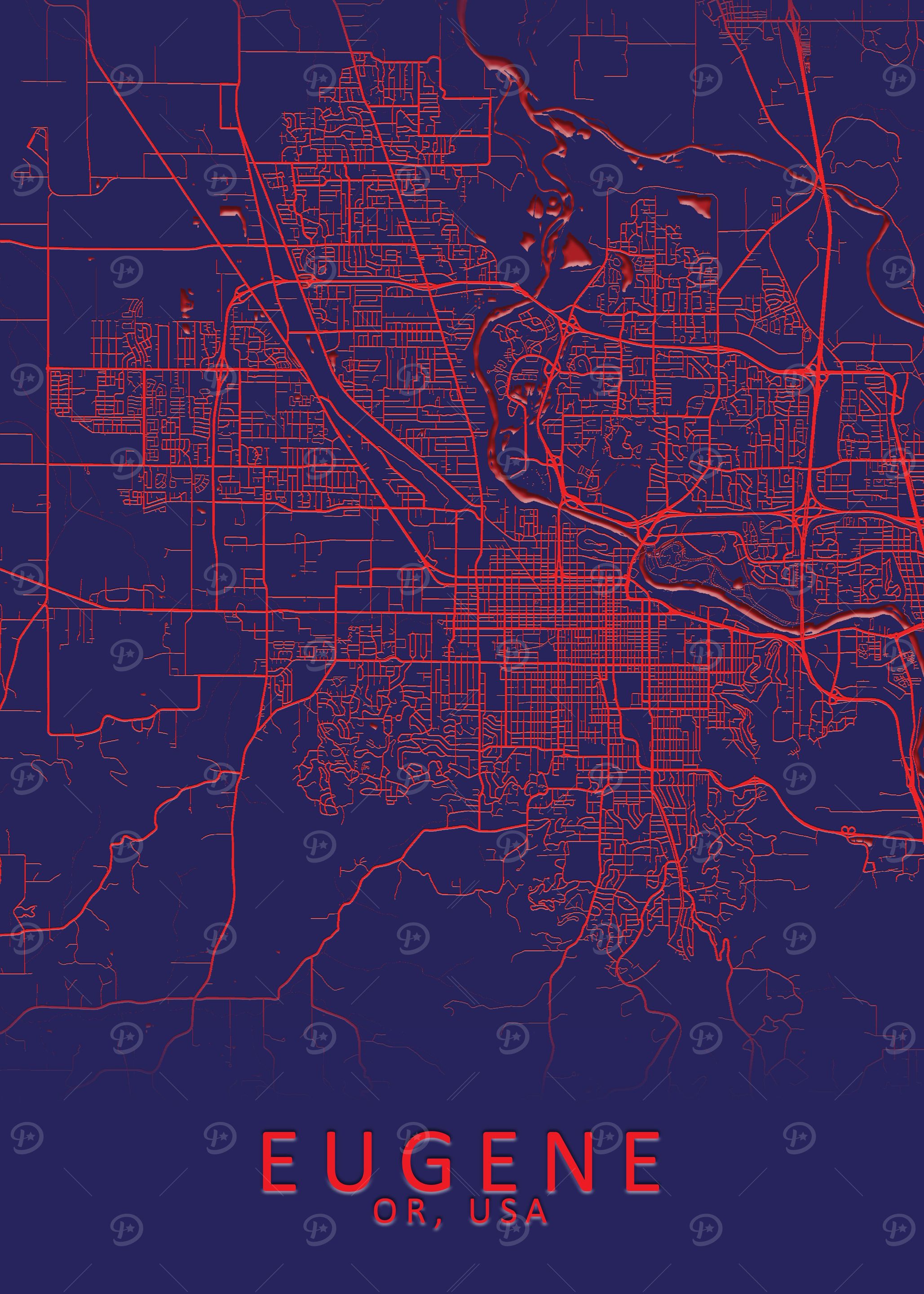 Eugene OR USA City Map