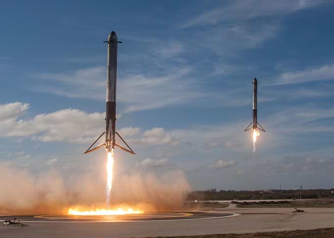 SpaceX Double Booster Land