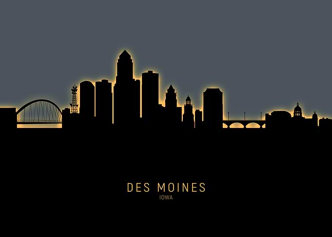 Des Moines Iowa Skyline