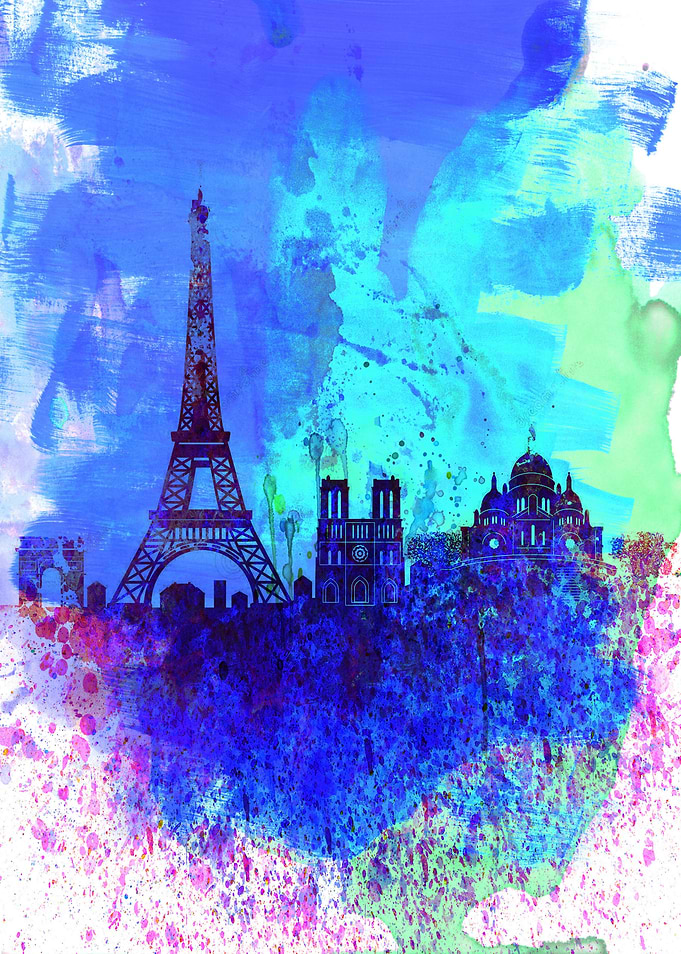 Paris Watercolor Skyline