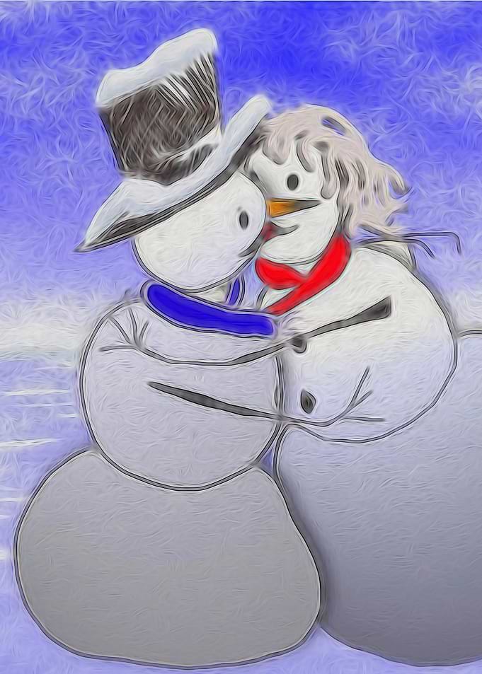Kissing Snow Couple
