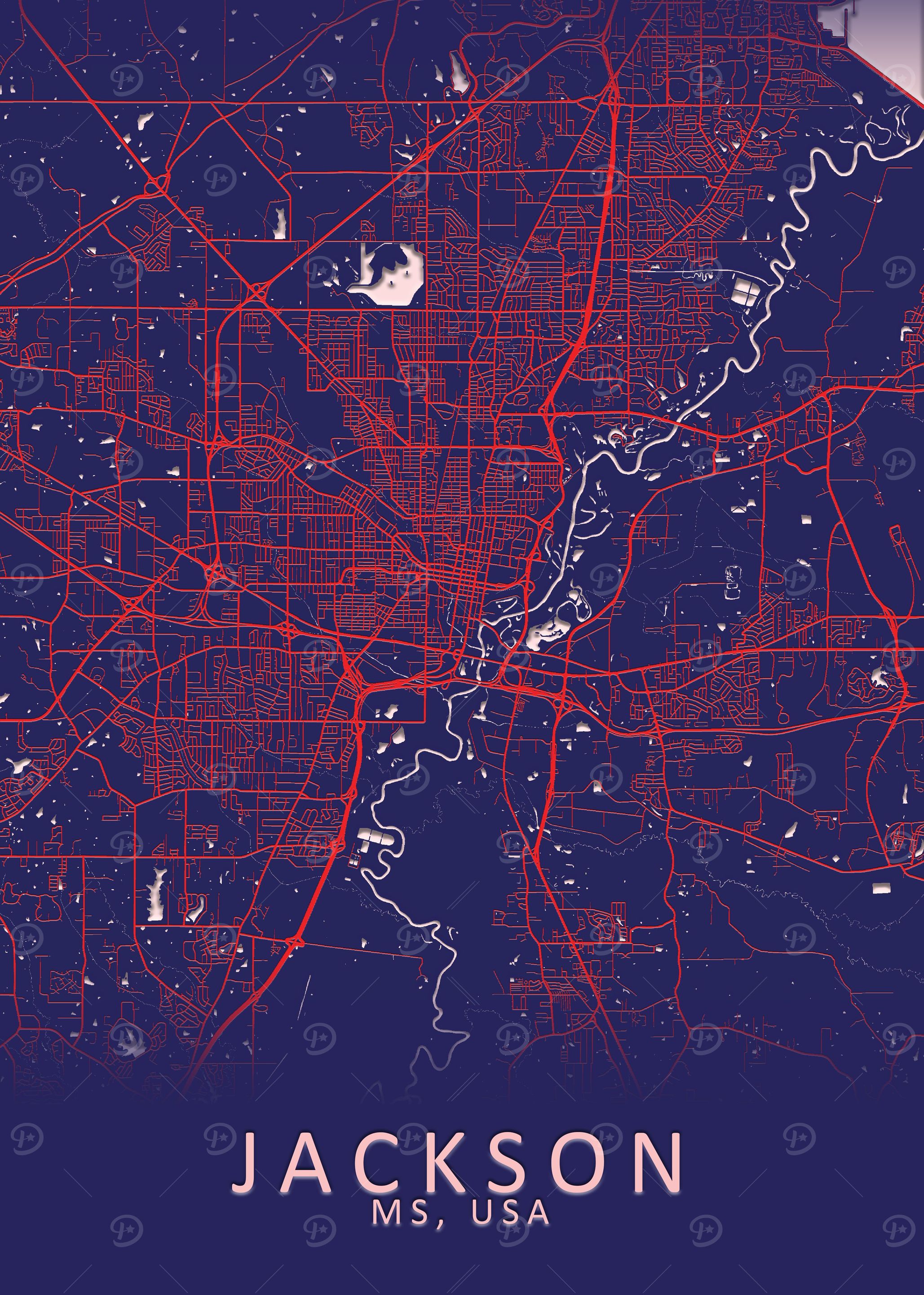 Jackson MS USA City Map