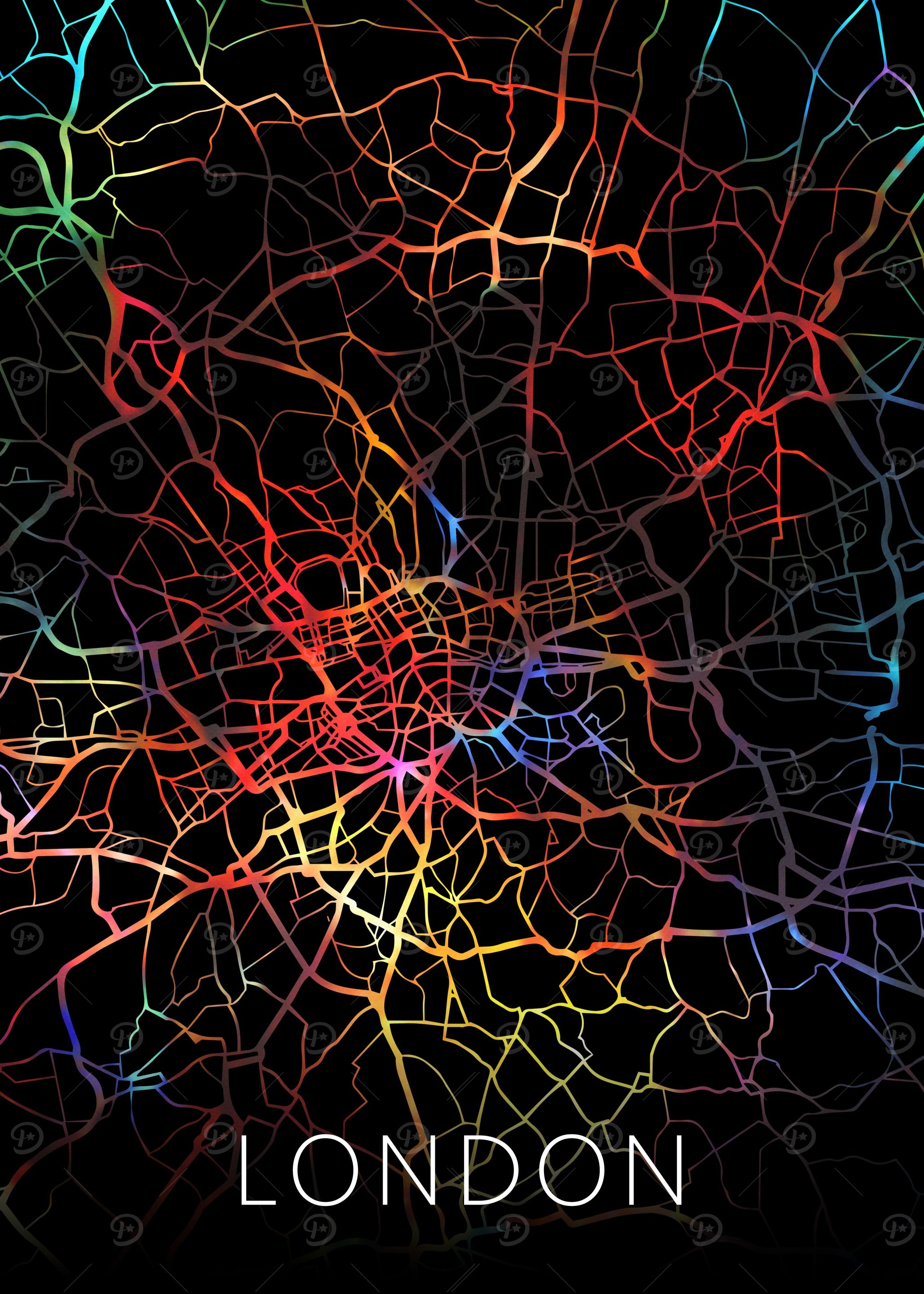 London Watercolor City Map