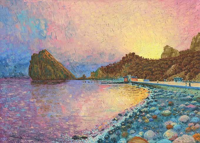 Sunset On Rocky Beach