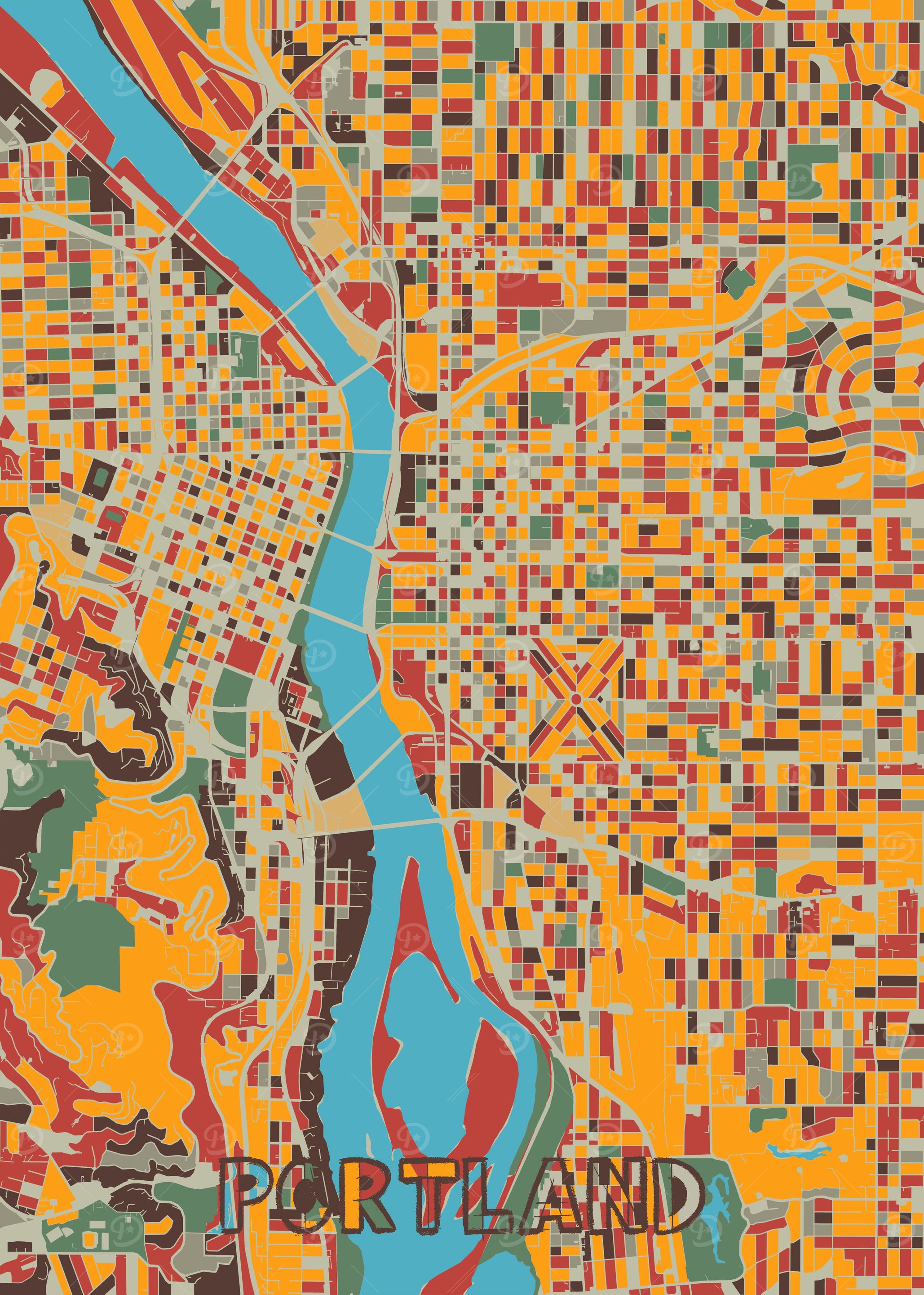 portland map retro