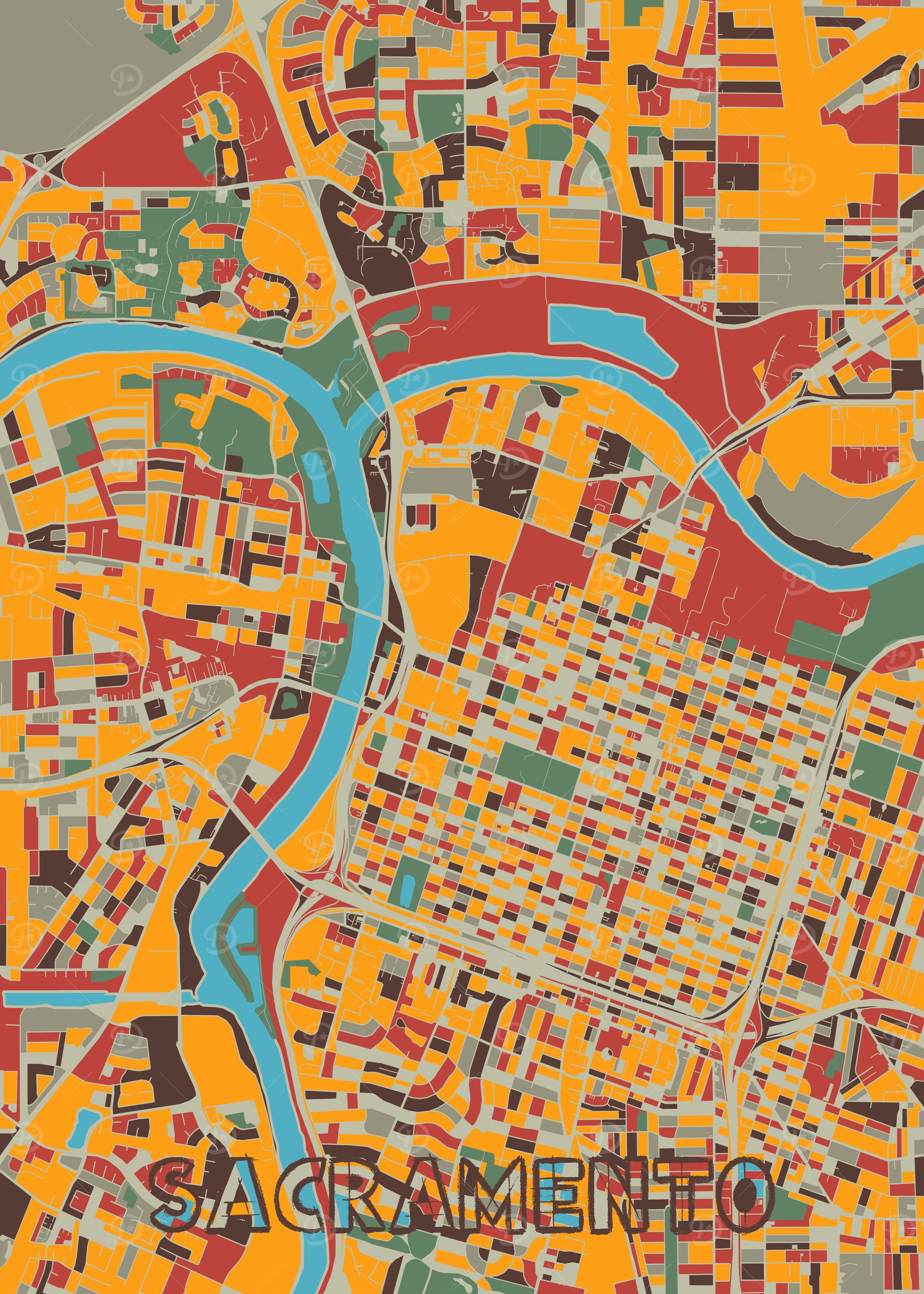 sacramento map retro