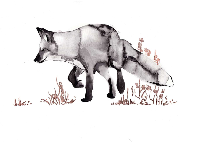 Fox Ink Painting