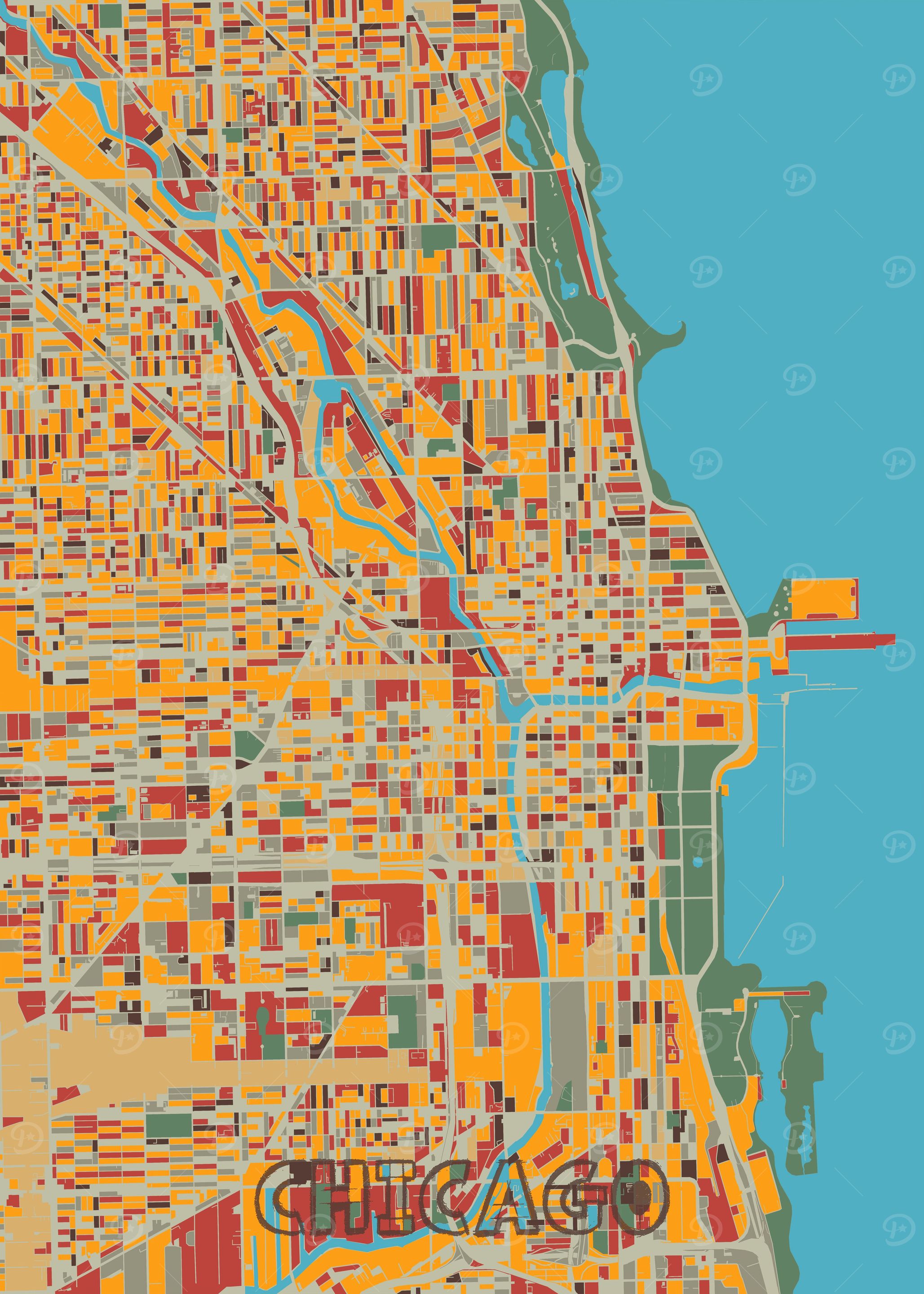 chicago map retro