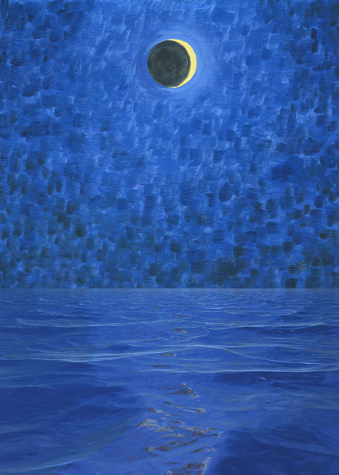 Young Moon Over The Ocean