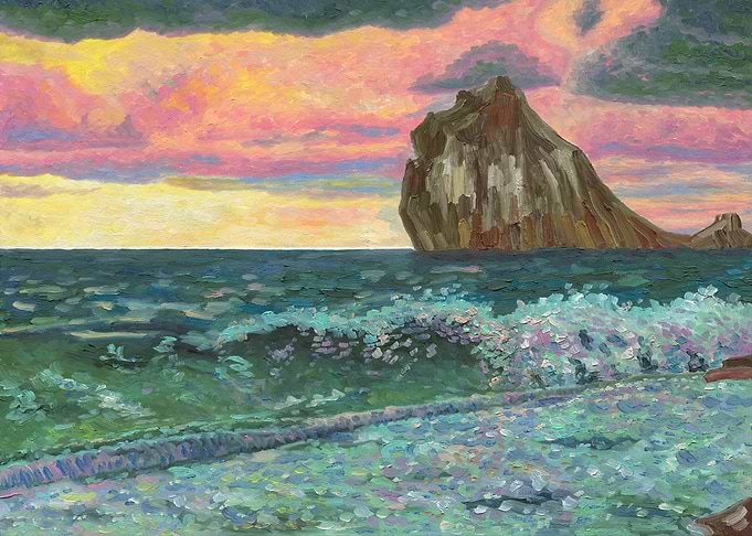 Sea Storm And Rock