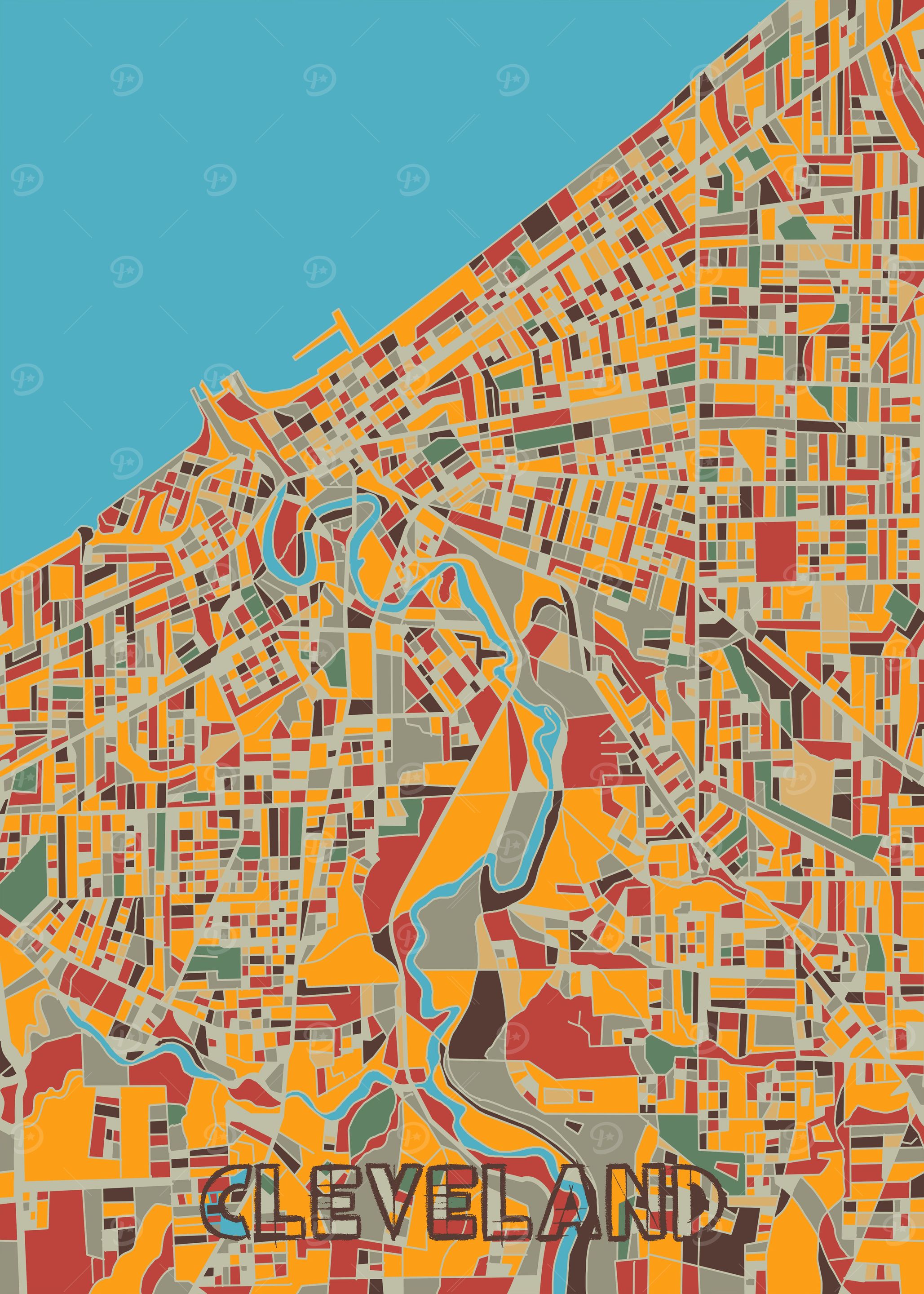 cleveland map retro