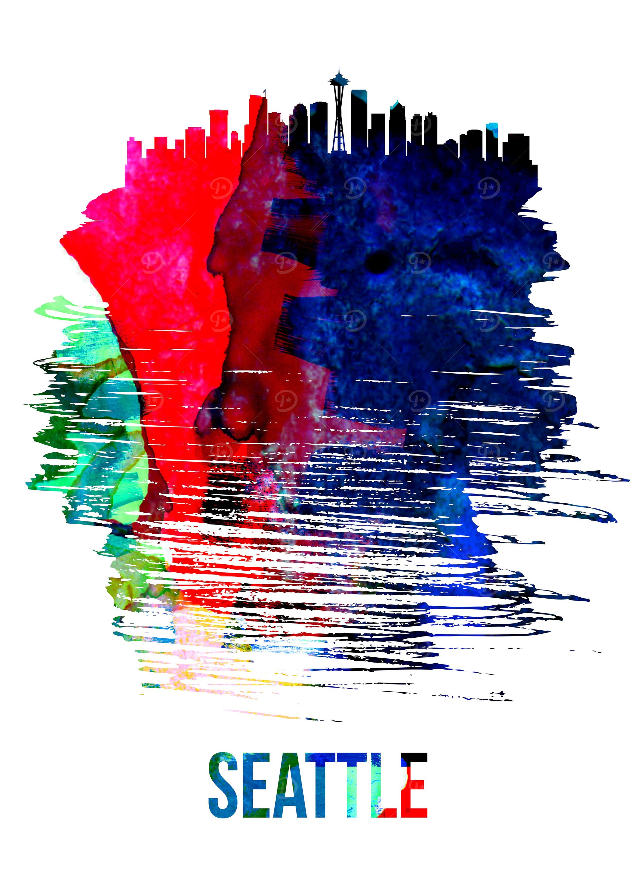 Seattle Skyline Watercolor