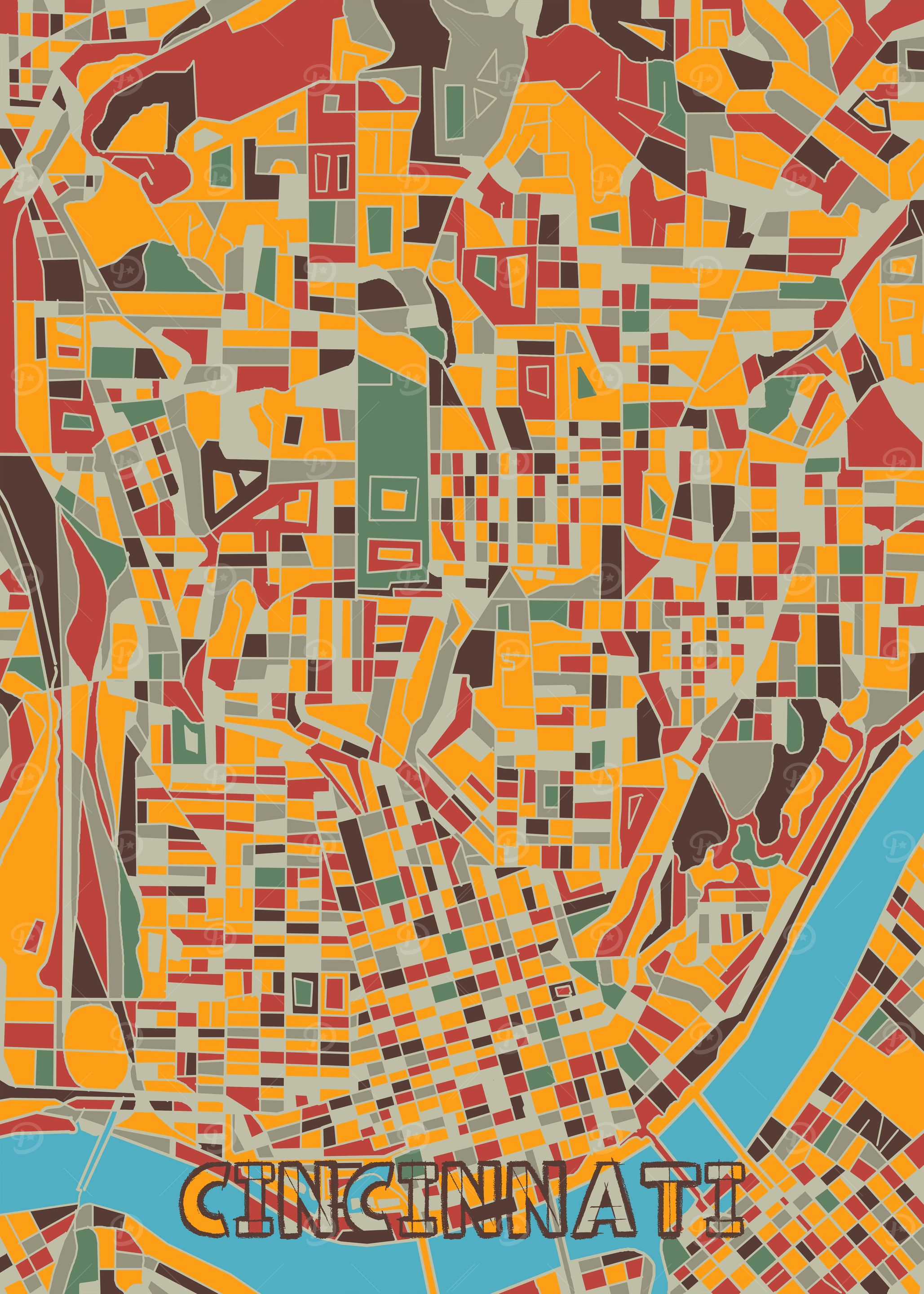 cincinnati map retro