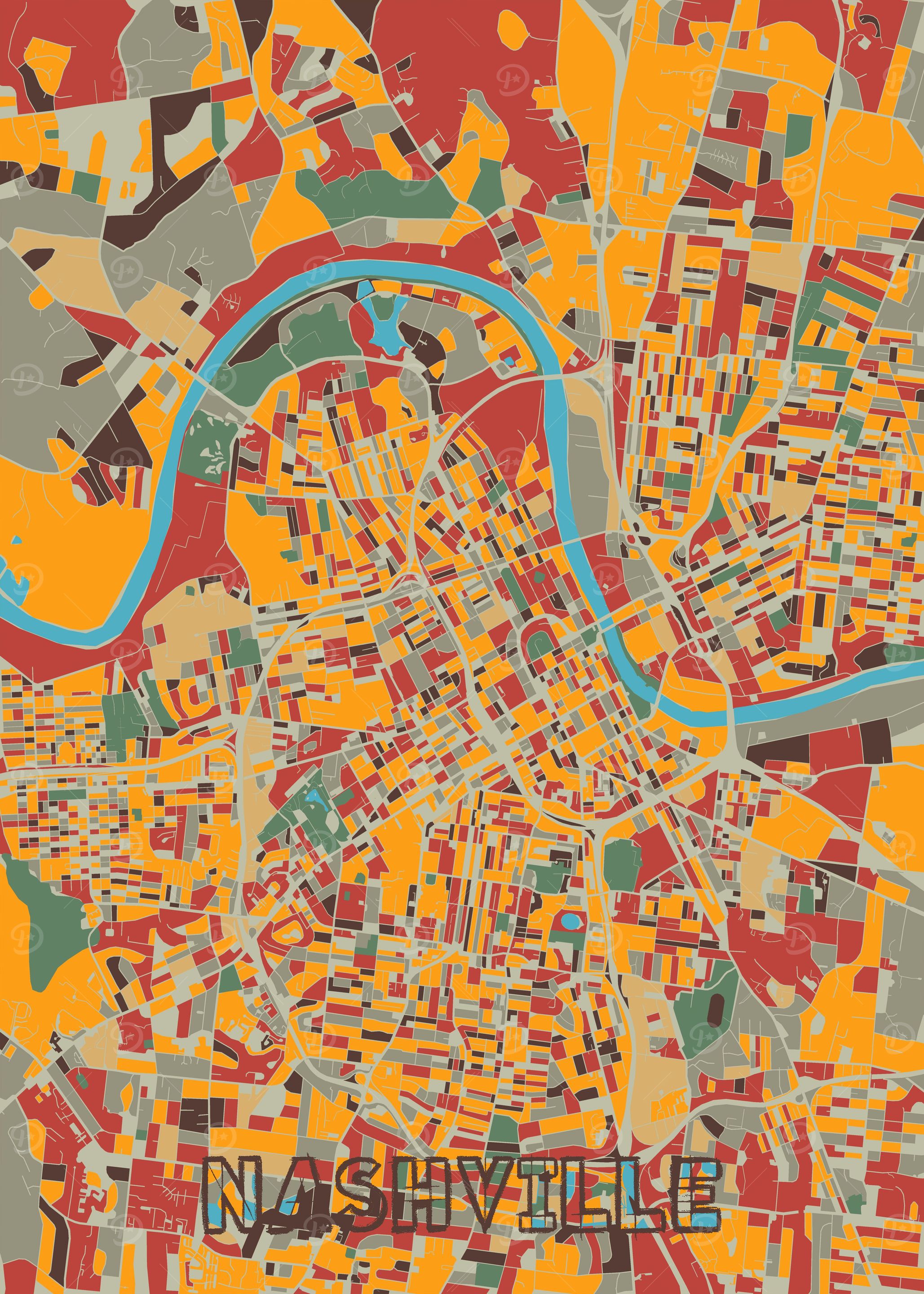 nashville map retro