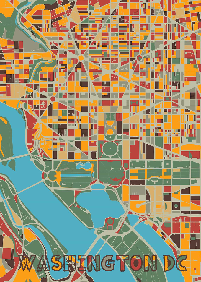 washington dc map retro