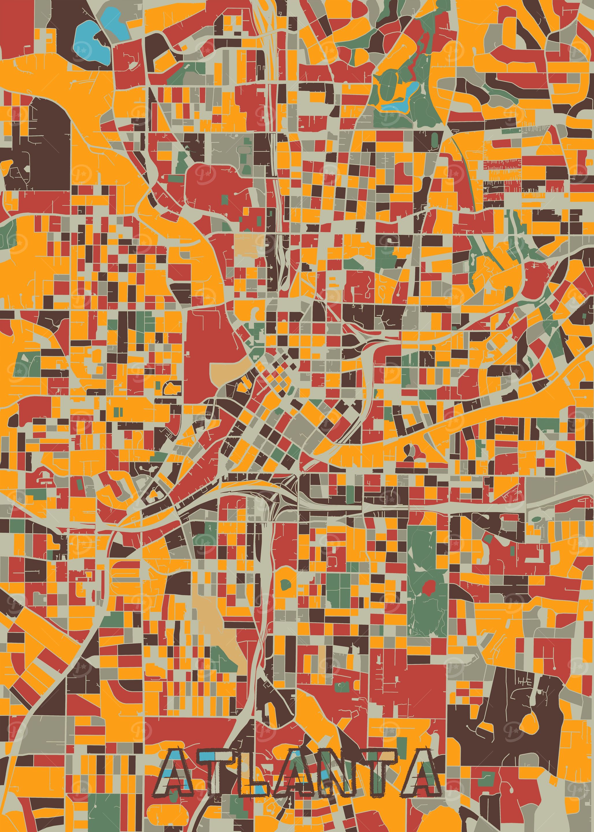 atlanta map retro