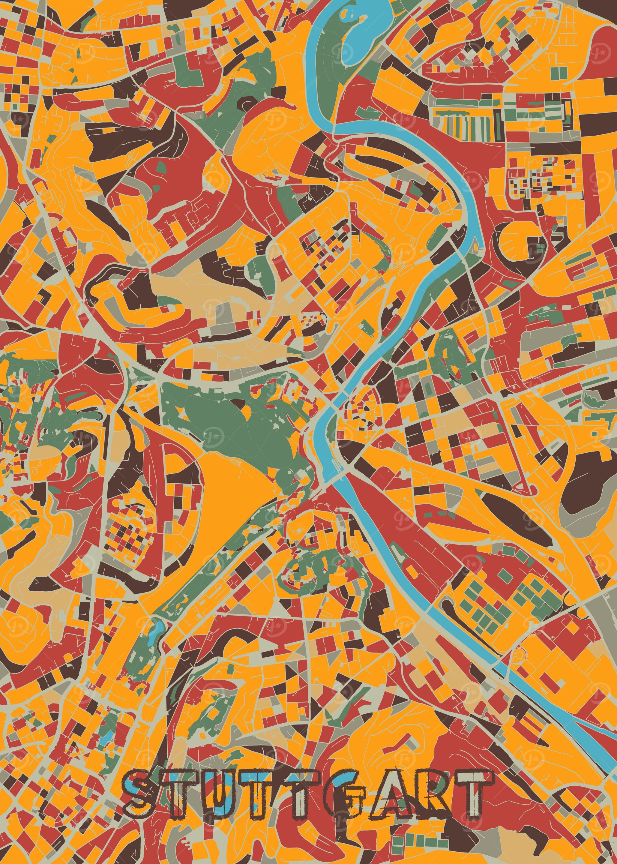 stuttgart map retro