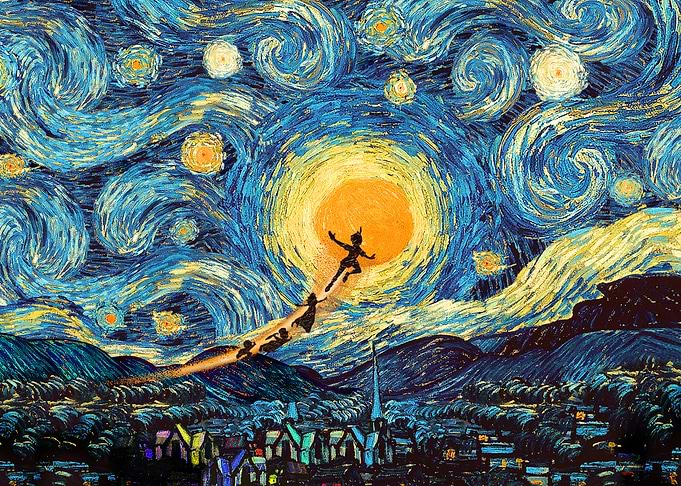 Kids flew on Starry Night