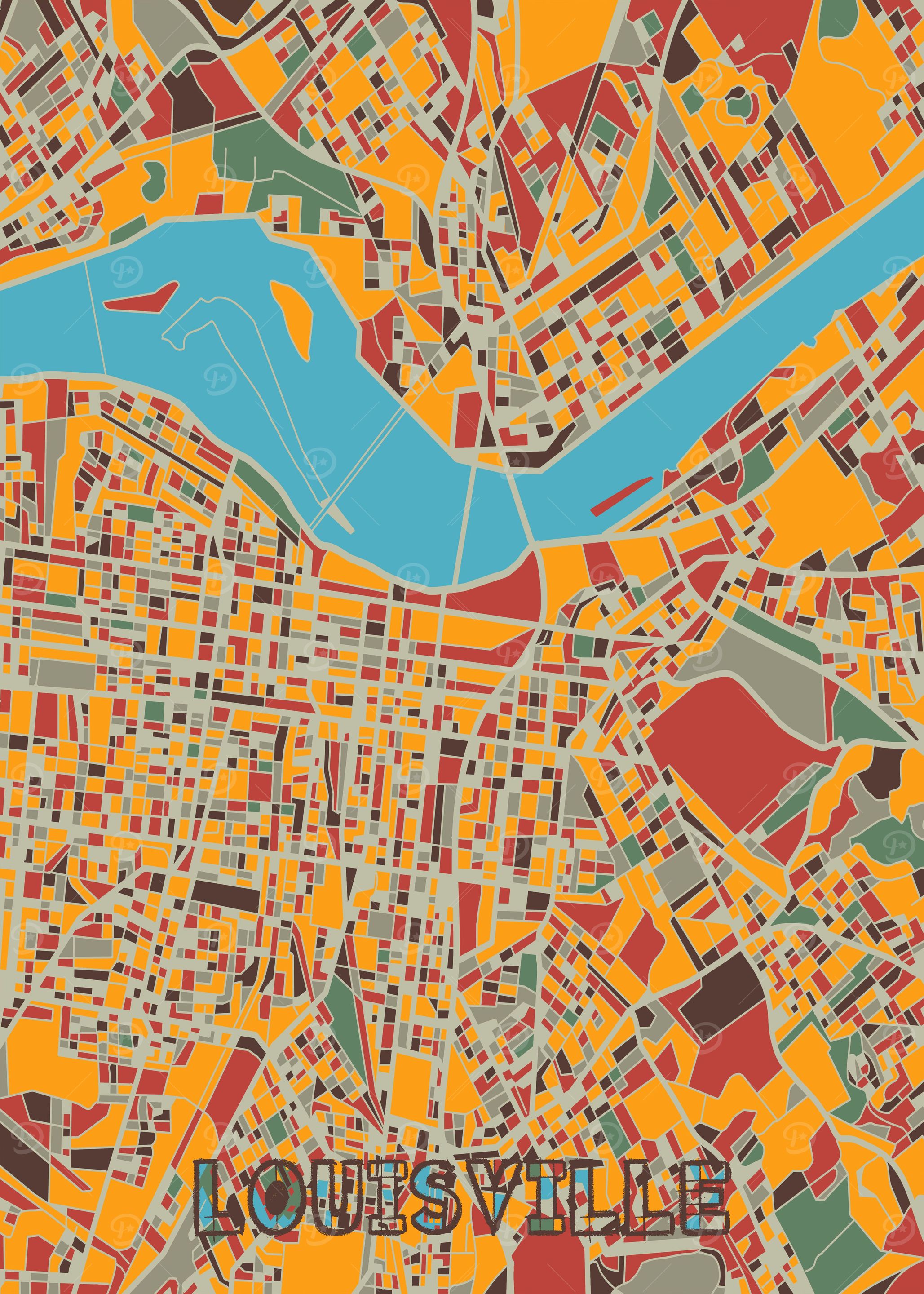 louisville map retro