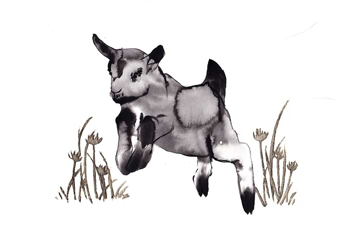 Goat Ink Painting