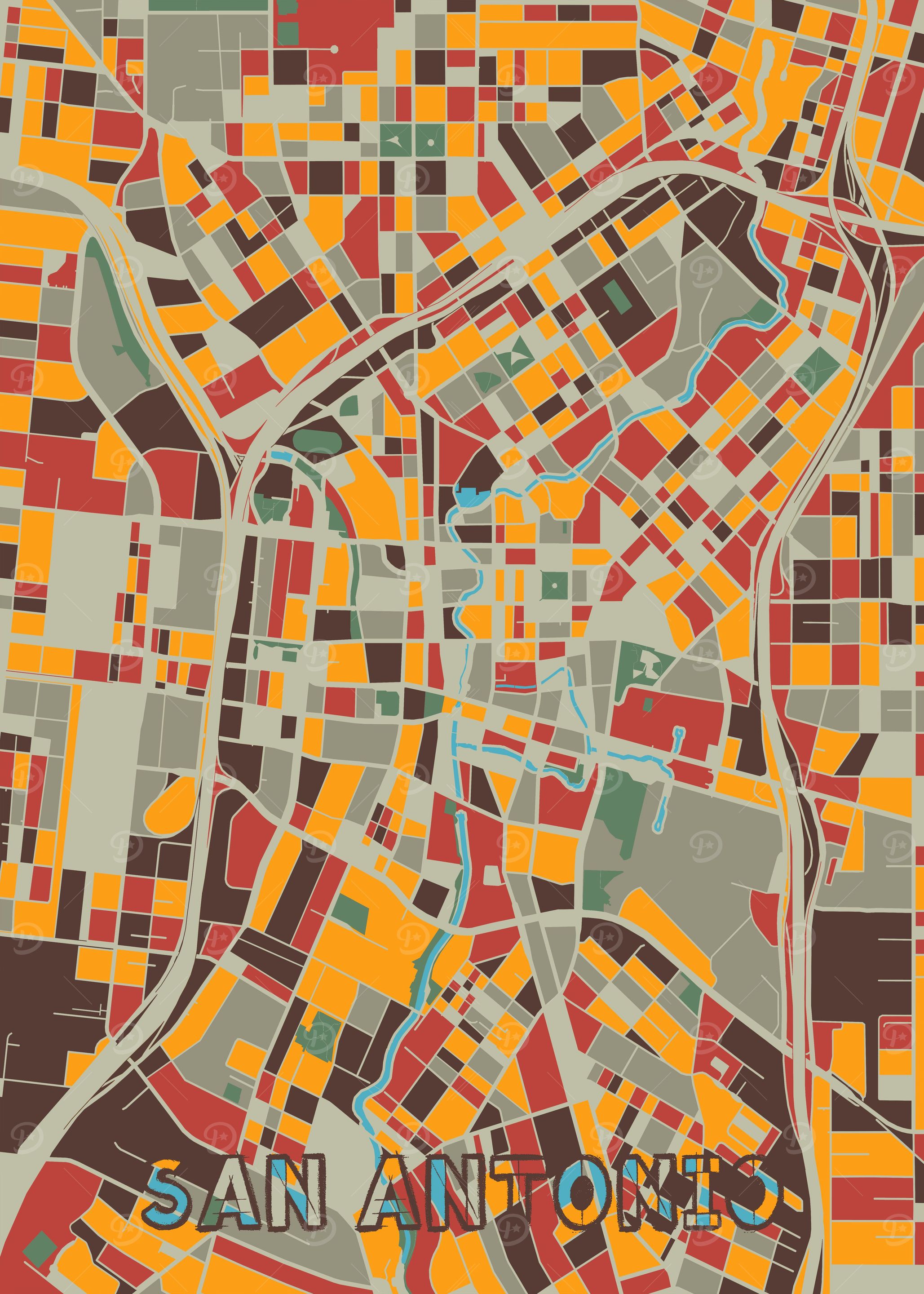 san antonio map retro