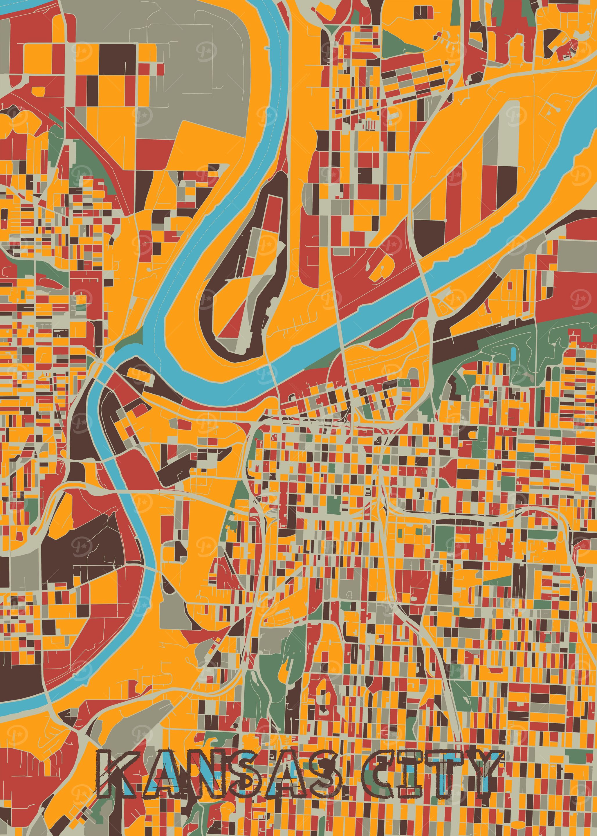 kansas city map retro