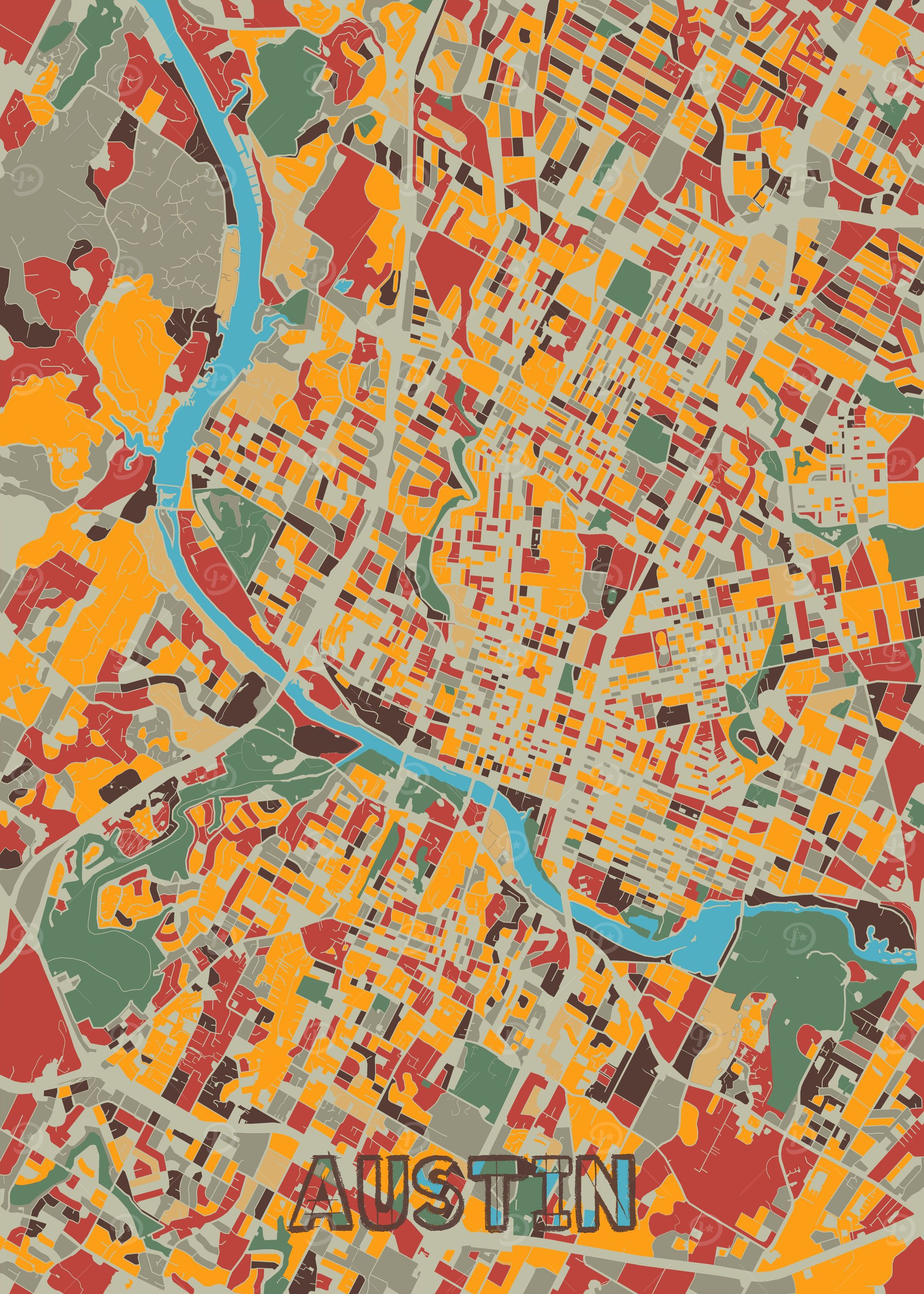 austin map retro