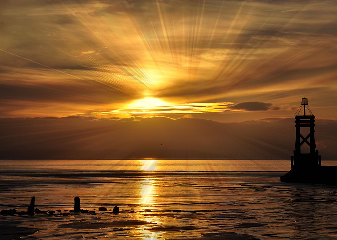 sunrays at sunset