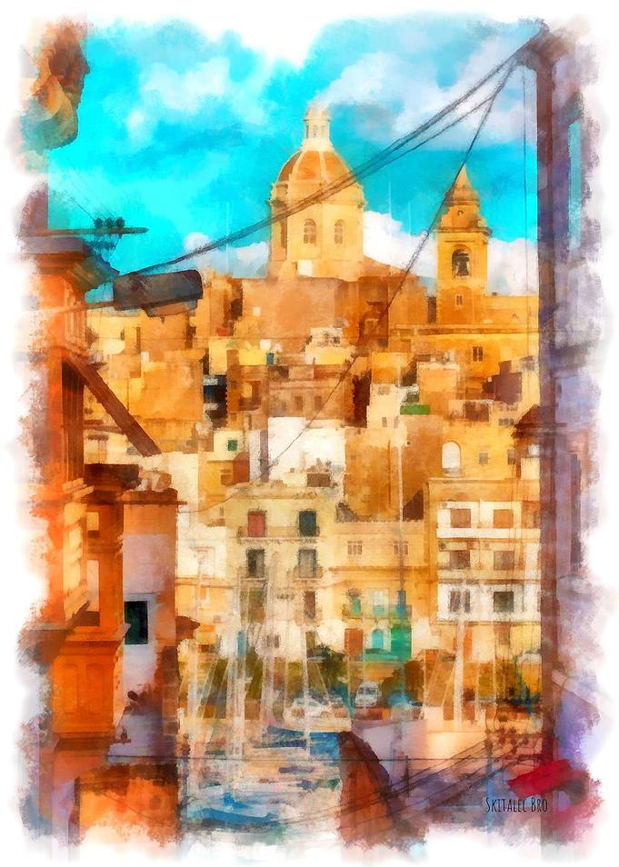 Birgu Malta Watercolor