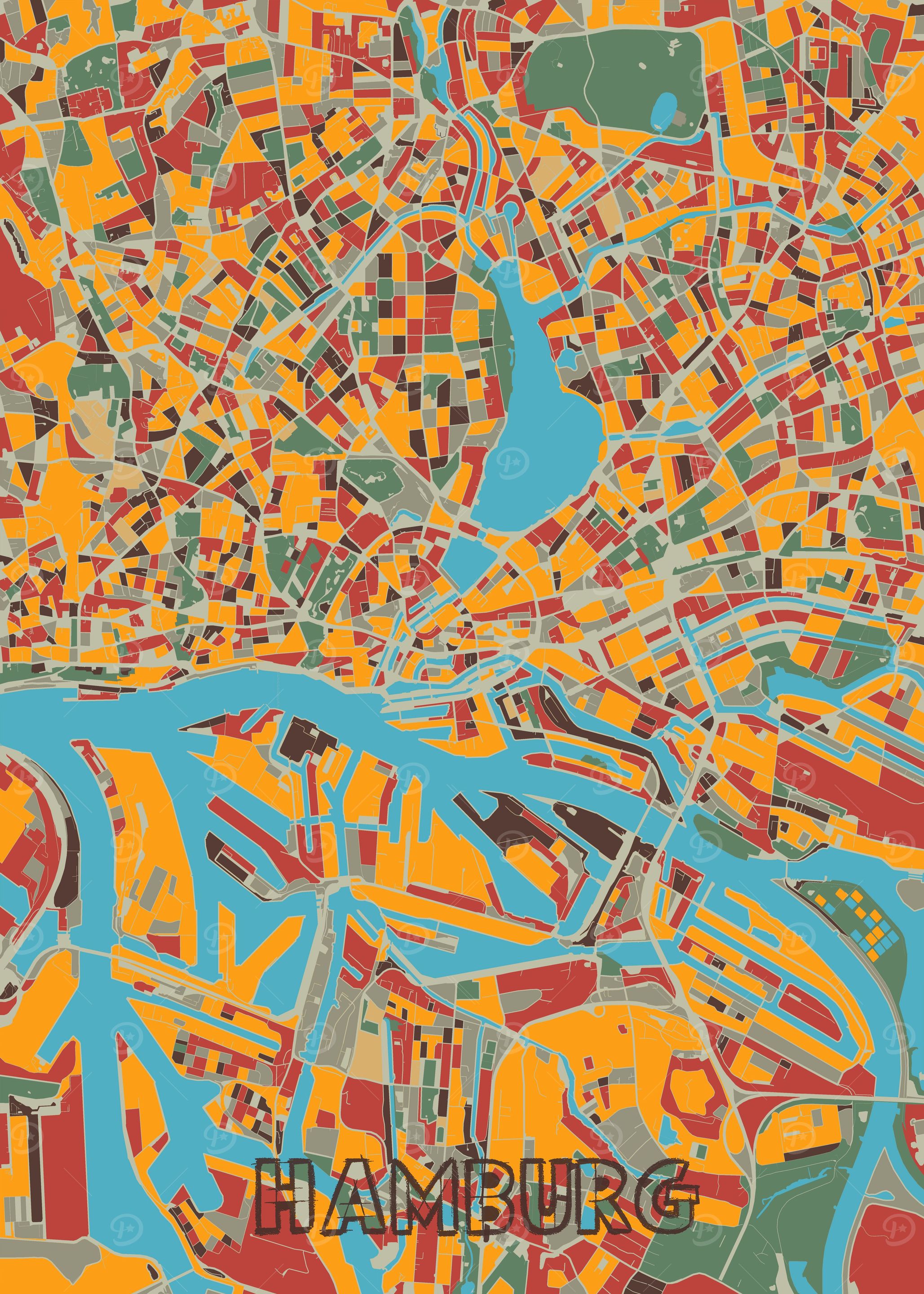 hamburg map retro