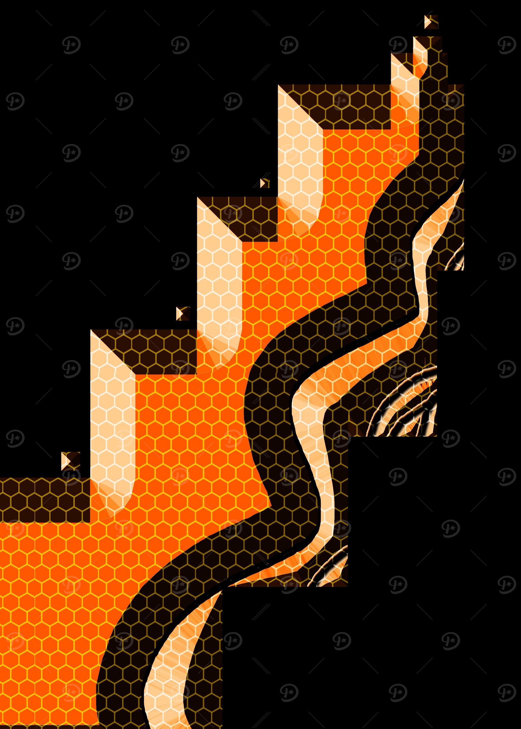 Orange Rising Hexagon