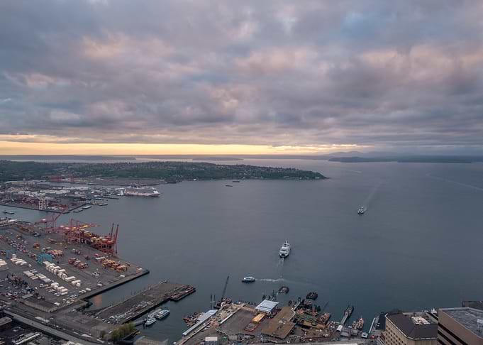 The Seattle Port at Sunset