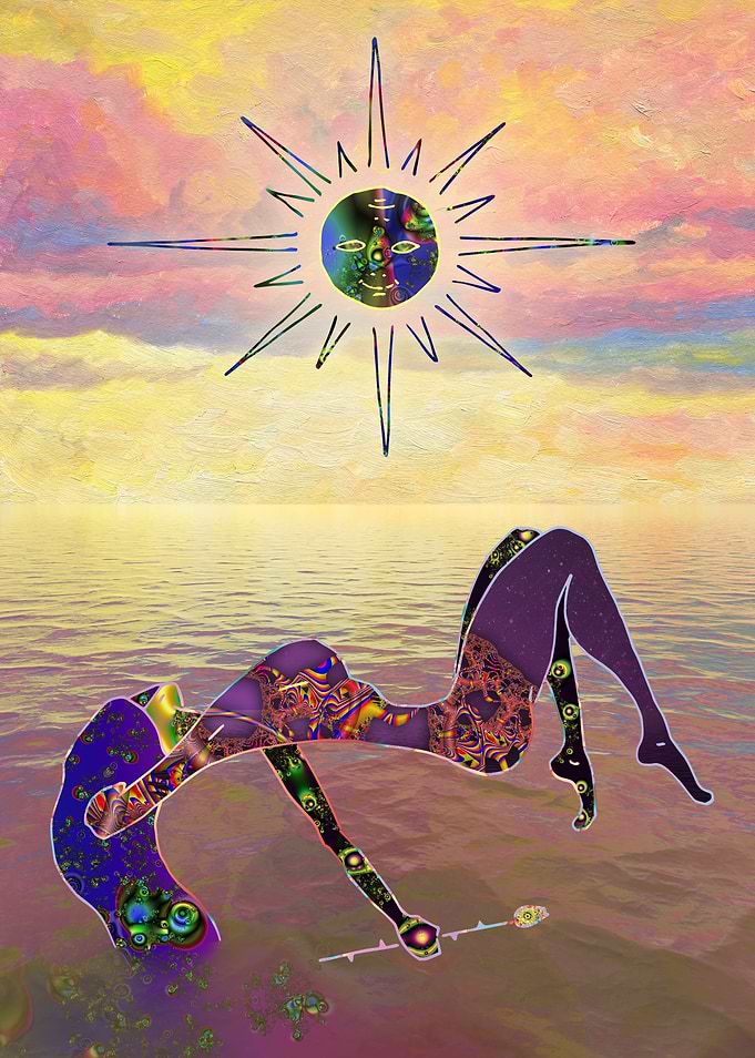 Woman Rose And Sun