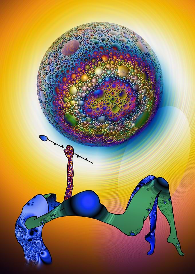 Woman Rose And Planet