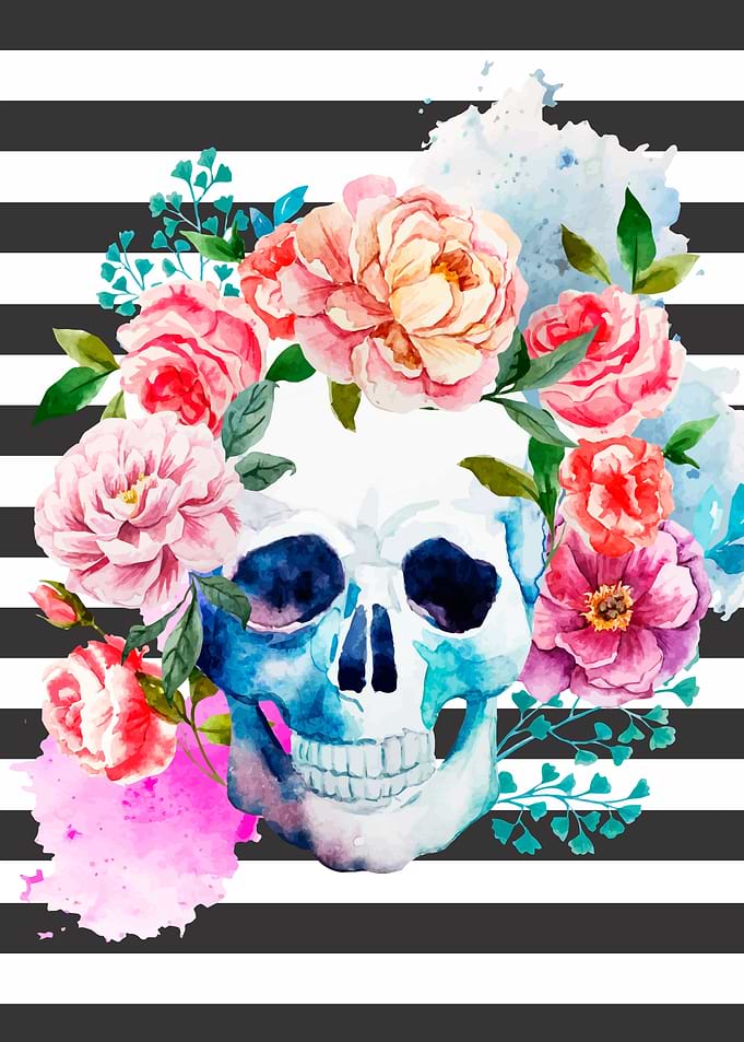 Floral Skull Stripes