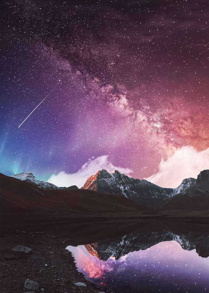Colored Milky Way At Night