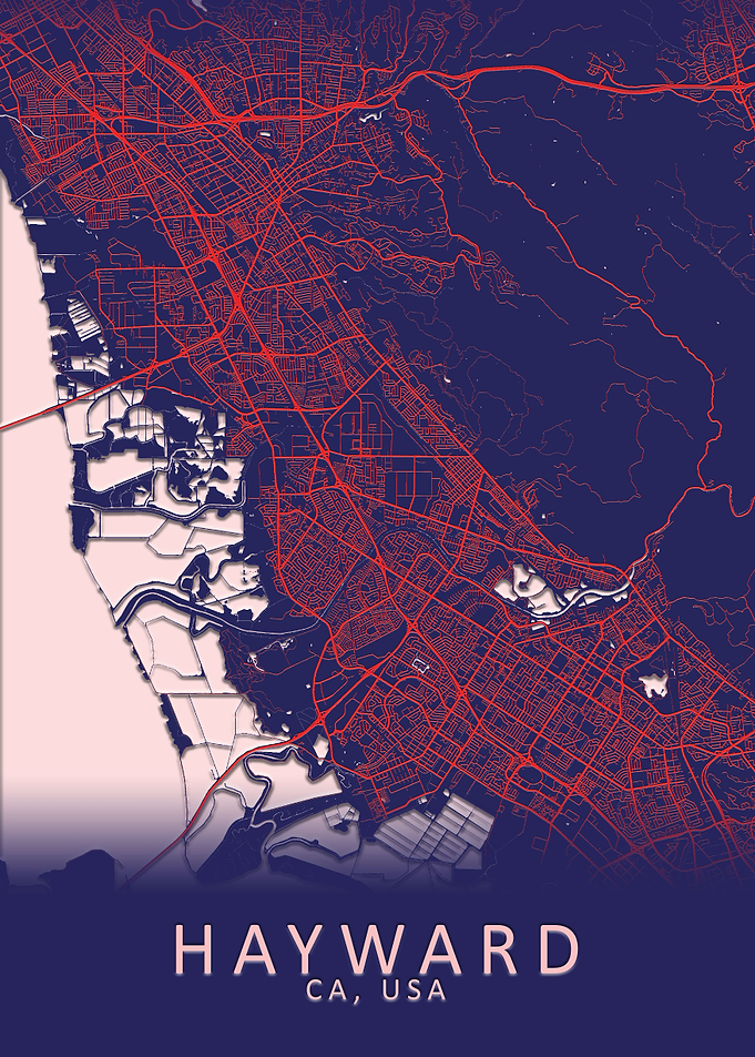 Hayward CA USA City Map
