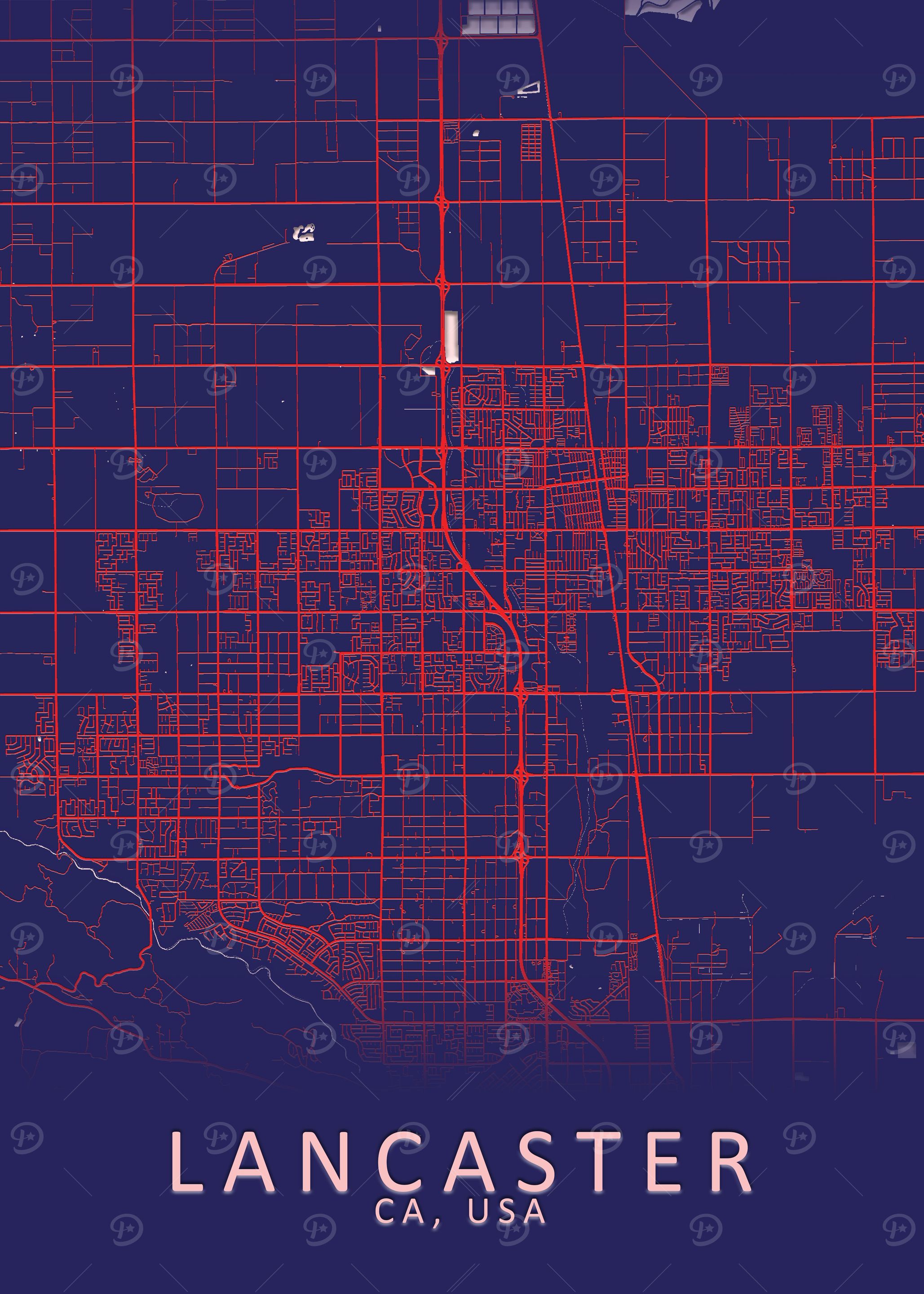 Lancaster CA USA City Map