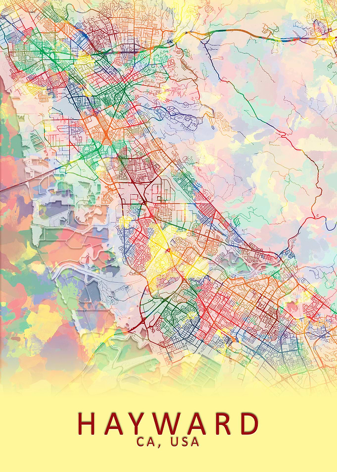 Hayward CA USA City Map