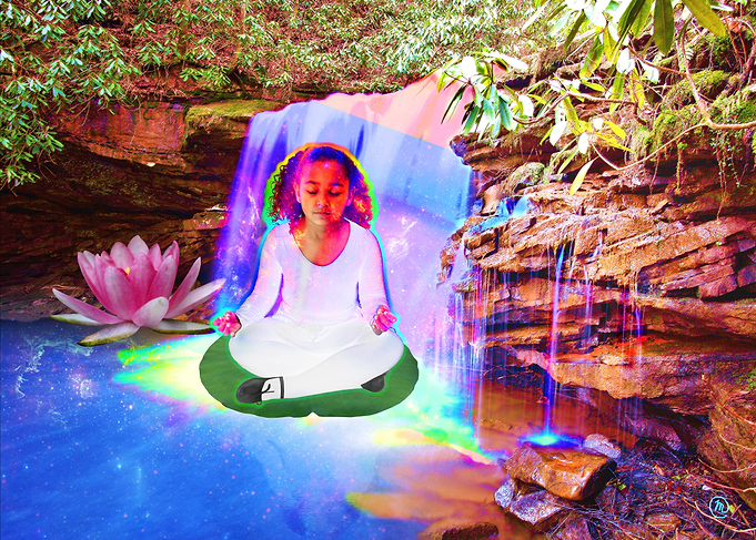 Meditating Under Waterfall