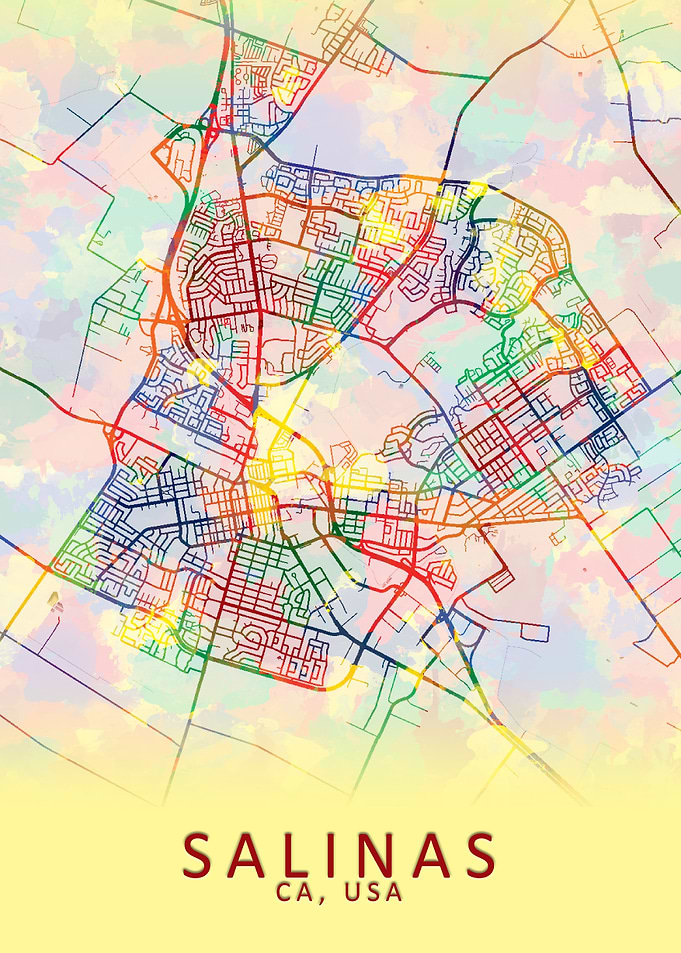 Salinas CA USA City Map