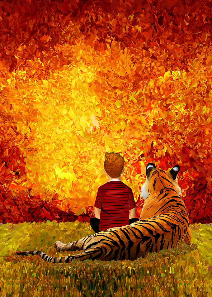 Cute Boy And Lazy Tiger