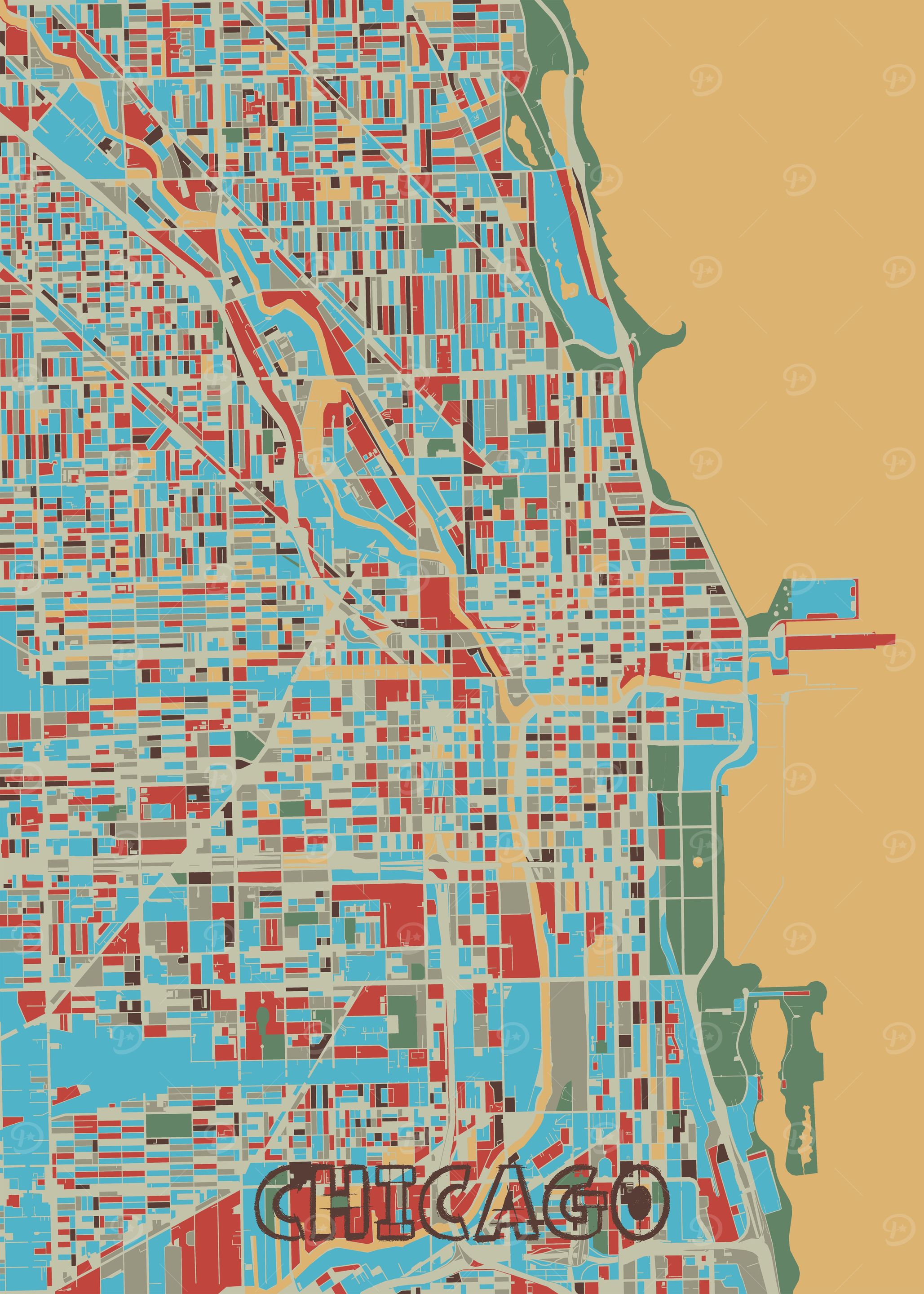 chicago map retro 2