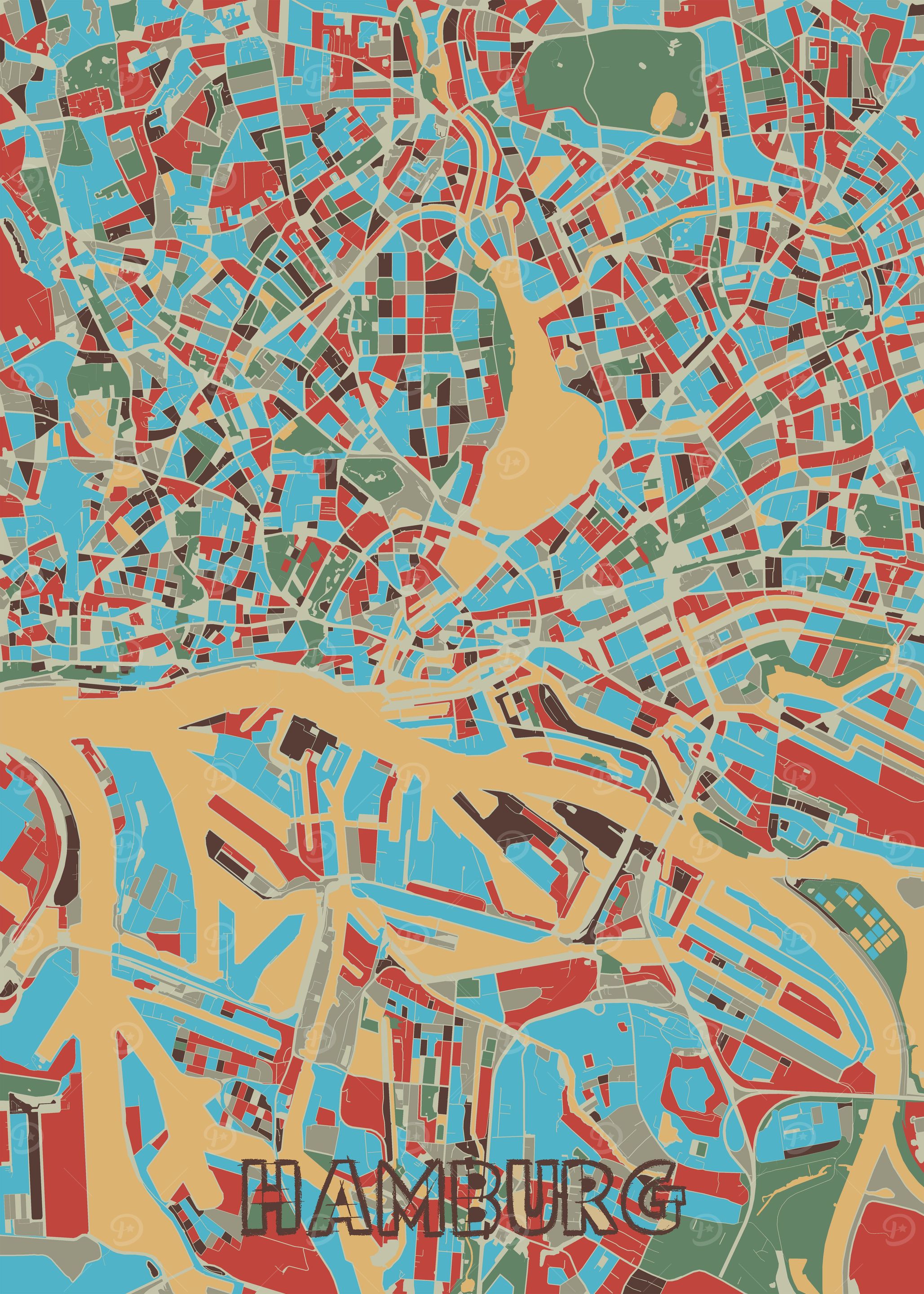 hamburg map retro 2
