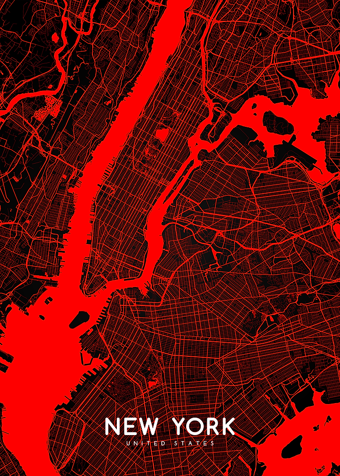 New York map red